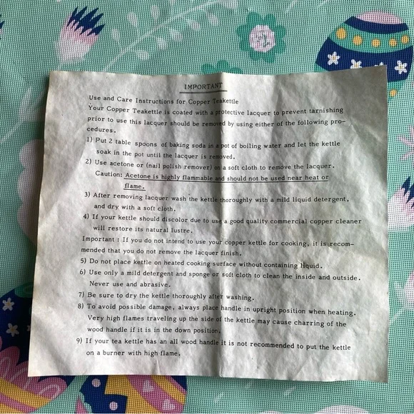 Vintage Copper and Brass Teapot with Blue and White Handle - Picture 7 of 7